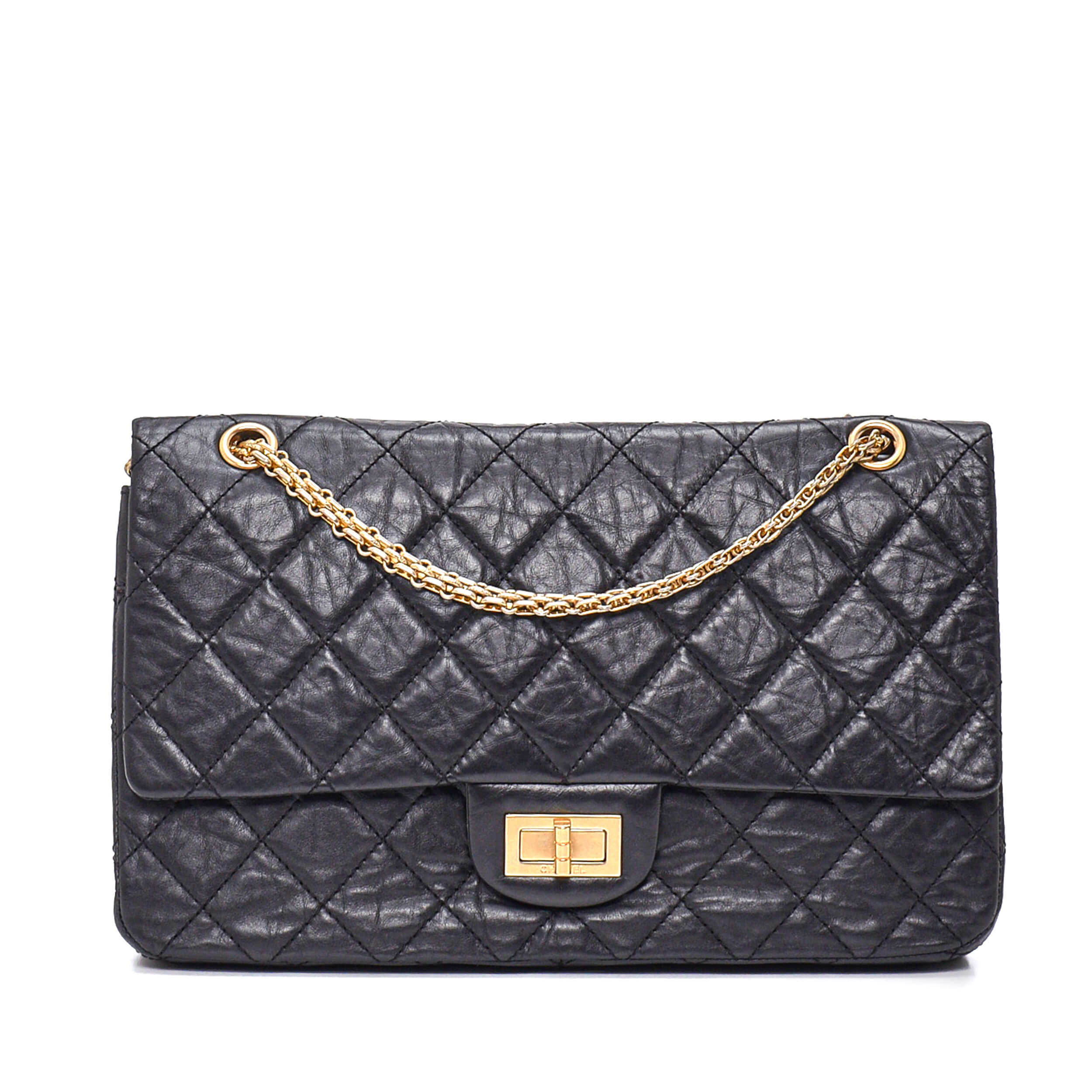 Chanel - Black Quilted Distressed Leather Reissue Dou Bag 